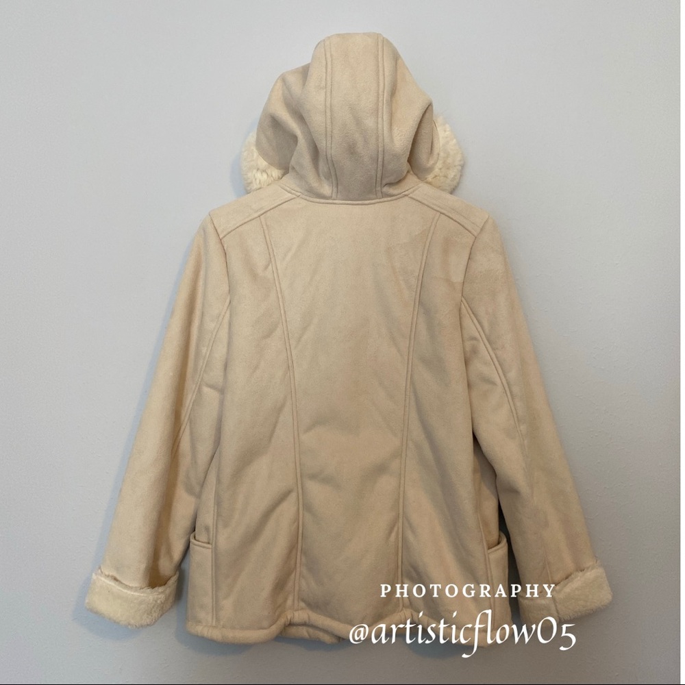 Coldwater Creek White & Cream Faux Suede Coat - Picture 3 of 7